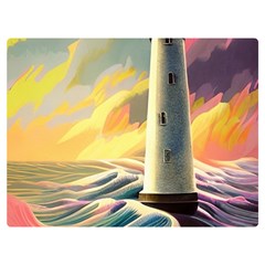 Lighthouse Colorful Abstract Art Two Sides Premium Plush Fleece Blanket (extra Small) by uniart180623