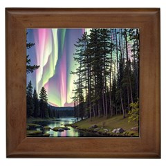 Northern Lights Aurora Borealis Framed Tile by uniart180623