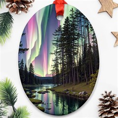 Northern Lights Aurora Borealis Ornament (oval) by uniart180623