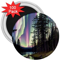 Northern Lights Aurora Borealis 3  Magnets (100 Pack) by uniart180623