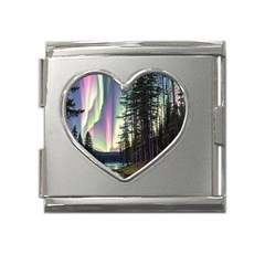 Northern Lights Aurora Borealis Mega Link Heart Italian Charm (18mm) by uniart180623