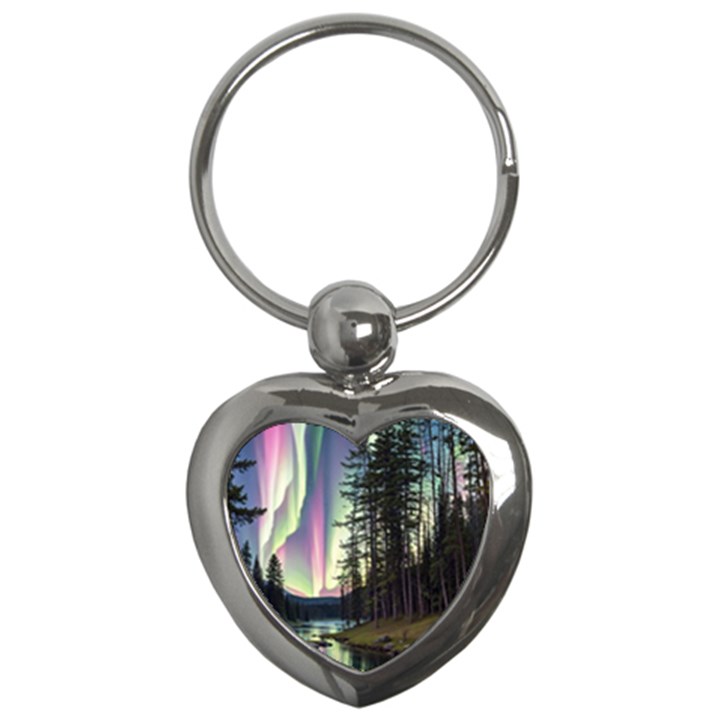 Northern Lights Aurora Borealis Key Chain (Heart)