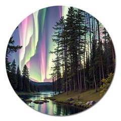 Northern Lights Aurora Borealis Magnet 5  (round) by uniart180623