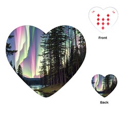 Northern Lights Aurora Borealis Playing Cards Single Design (heart) by uniart180623