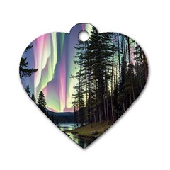 Northern Lights Aurora Borealis Dog Tag Heart (one Side) by uniart180623