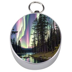 Northern Lights Aurora Borealis Silver Compasses by uniart180623