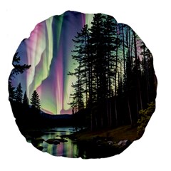 Northern Lights Aurora Borealis Large 18  Premium Flano Round Cushions by uniart180623