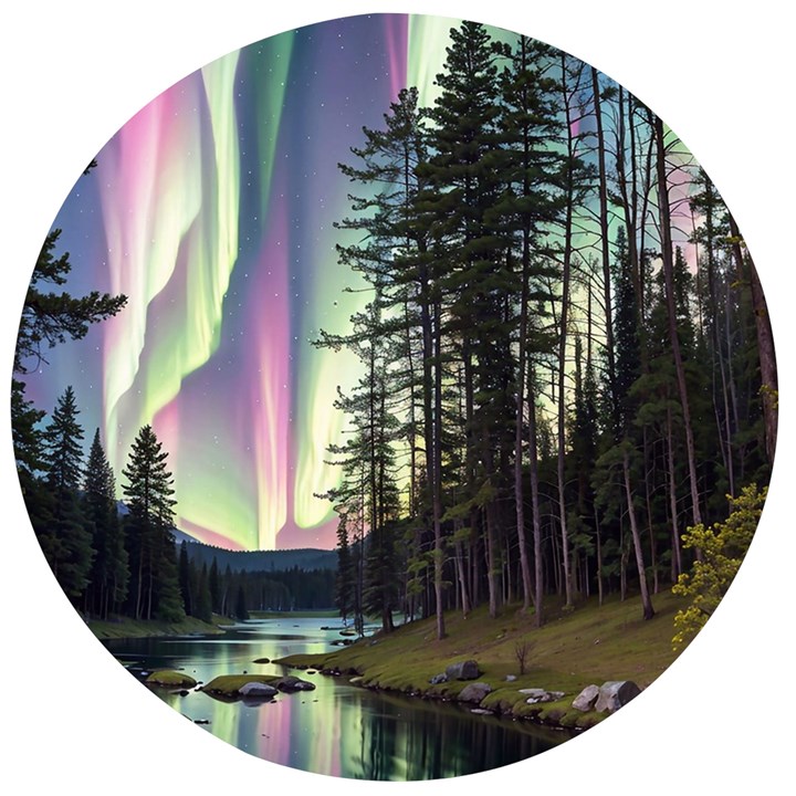 Northern Lights Aurora Borealis Wooden Bottle Opener (Round)