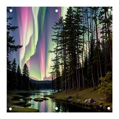 Northern Lights Aurora Borealis Banner And Sign 3  X 3  by uniart180623