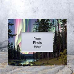 Northern Lights Aurora Borealis White Tabletop Photo Frame 4 x6  by uniart180623