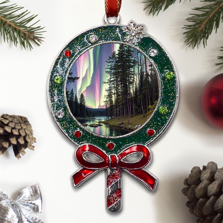 Northern Lights Aurora Borealis Metal X Mas Lollipop with Crystal Ornament