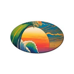 Waves Rainbow Sea Sticker (oval)