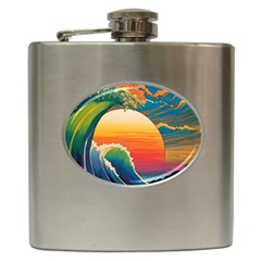 Waves Rainbow Sea Hip Flask (6 Oz) by uniart180623