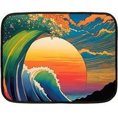 Waves Rainbow Sea Two Sides Fleece Blanket (mini) by uniart180623