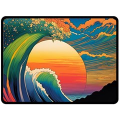 Waves Rainbow Sea Fleece Blanket (large) by uniart180623