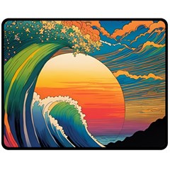 Waves Rainbow Sea Fleece Blanket (medium) by uniart180623