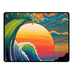 Waves Rainbow Sea Fleece Blanket (small) by uniart180623