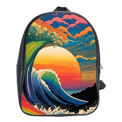 Waves Rainbow Sea School Bag (xl) by uniart180623