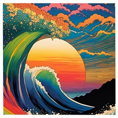 Waves Rainbow Sea Wooden Puzzle Square by uniart180623