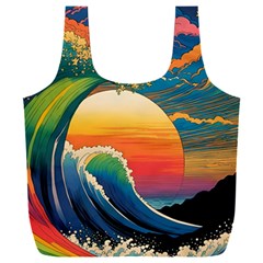 Waves Rainbow Sea Full Print Recycle Bag (xxxl) by uniart180623