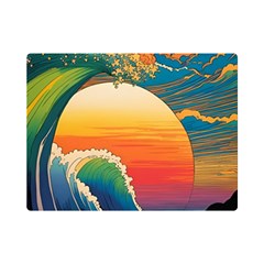 Waves Rainbow Sea Premium Plush Fleece Blanket (mini) by uniart180623