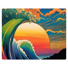 Waves Rainbow Sea Premium Plush Fleece Blanket (medium) by uniart180623