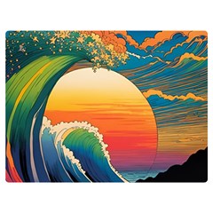 Waves Rainbow Sea Premium Plush Fleece Blanket (extra Small) by uniart180623