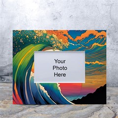 Waves Rainbow Sea White Tabletop Photo Frame 4 x6  by uniart180623