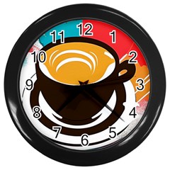 Coffee Tea Cappuccino Wall Clock (black) by uniart180623