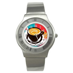 Coffee Tea Cappuccino Stainless Steel Watch by uniart180623