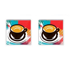 Coffee Tea Cappuccino Cufflinks (square) by uniart180623