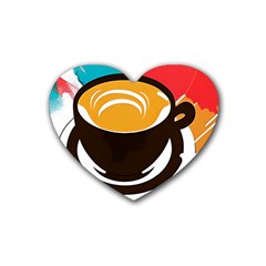 Coffee Tea Cappuccino Rubber Coaster (heart) by uniart180623