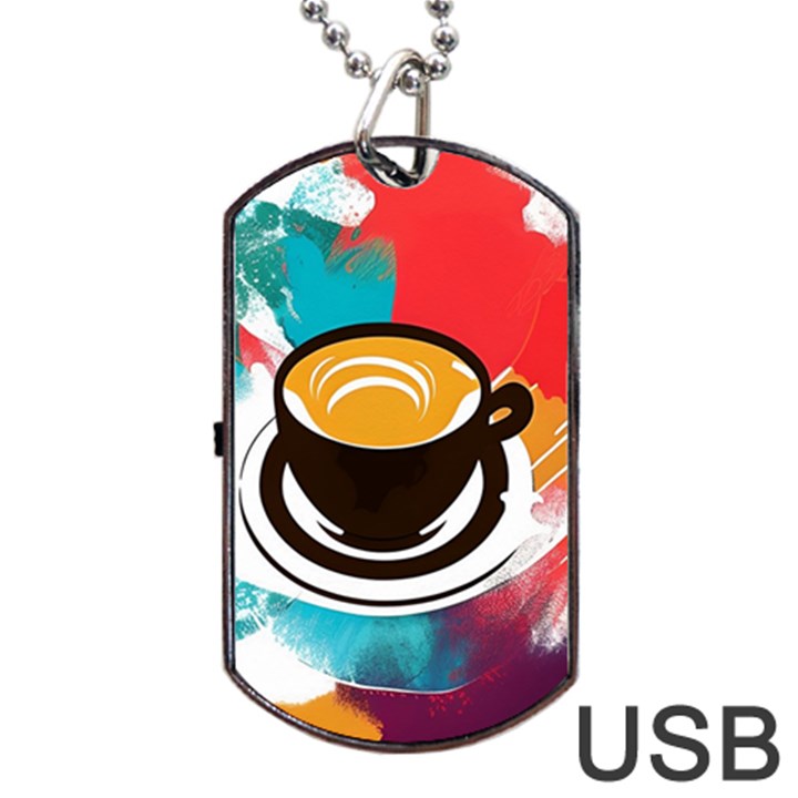 Coffee Tea Cappuccino Dog Tag USB Flash (Two Sides)