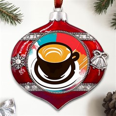 Coffee Tea Cappuccino Metal Snowflake And Bell Red Ornament by uniart180623