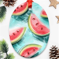 Watermelon Fruit Juicy Summer Heat Ornament (oval) by uniart180623