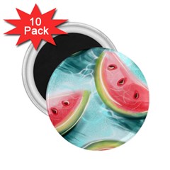 Watermelon Fruit Juicy Summer Heat 2 25  Magnets (10 Pack)  by uniart180623