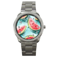 Watermelon Fruit Juicy Summer Heat Sport Metal Watch by uniart180623