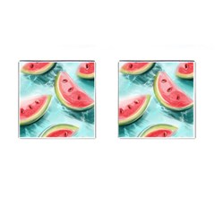 Watermelon Fruit Juicy Summer Heat Cufflinks (square) by uniart180623