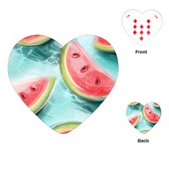 Watermelon Fruit Juicy Summer Heat Playing Cards Single Design (heart)