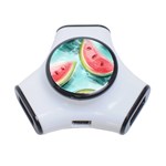 Watermelon Fruit Juicy Summer Heat 3-Port USB Hub Front