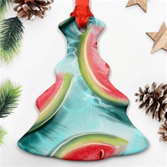 Watermelon Fruit Juicy Summer Heat Christmas Tree Ornament (two Sides) by uniart180623