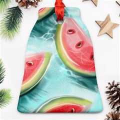 Watermelon Fruit Juicy Summer Heat Bell Ornament (two Sides) by uniart180623