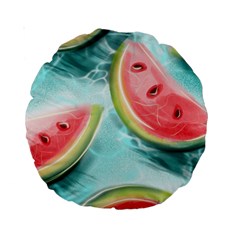 Watermelon Fruit Juicy Summer Heat Standard 15  Premium Round Cushions by uniart180623