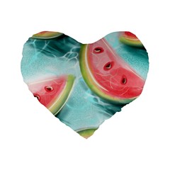 Watermelon Fruit Juicy Summer Heat Standard 16  Premium Heart Shape Cushions by uniart180623