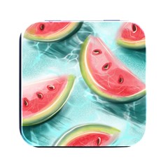 Watermelon Fruit Juicy Summer Heat Square Metal Box (black)