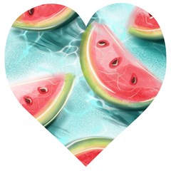 Watermelon Fruit Juicy Summer Heat Wooden Puzzle Heart by uniart180623