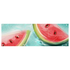 Watermelon Fruit Juicy Summer Heat Banner And Sign 9  X 3  by uniart180623