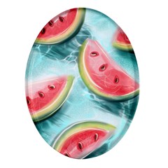 Watermelon Fruit Juicy Summer Heat Oval Glass Fridge Magnet (4 Pack) by uniart180623