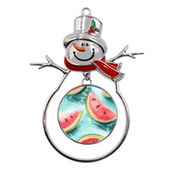 Watermelon Fruit Juicy Summer Heat Metal Snowman Ornament