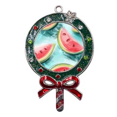 Watermelon Fruit Juicy Summer Heat Metal X mas Lollipop With Crystal Ornament by uniart180623